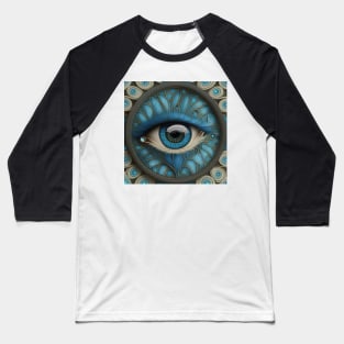 [AI Art] Eye Of Forget-Me-Not, Art Deco Style Baseball T-Shirt